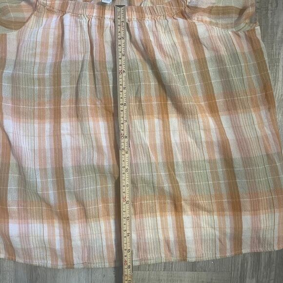 Lucky Brand Emily Plaid Short Flutter Sleeve Shirt Top Size L - Picture 4 of 10